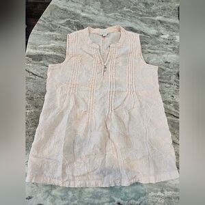 St. Tropez West 100% Linen Embroidered Blouse Women’s Large Pink Sleeveless Boho